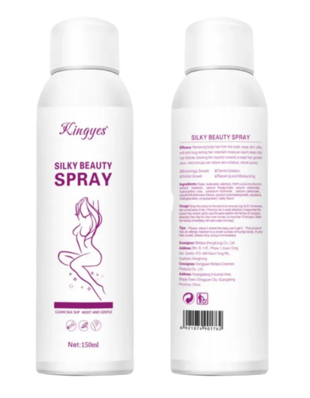 Kingyes Silky Beauty Quick & Painless Hair Removal Spray -150ml