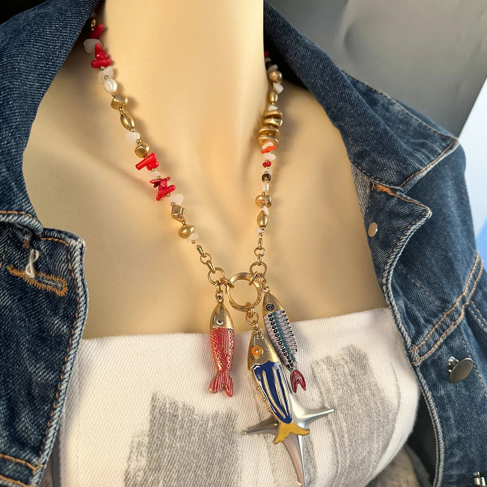 Fish charms Bohemia New Cute Pendant Necklace for Women Fashion cute toggle Accessories best trending product