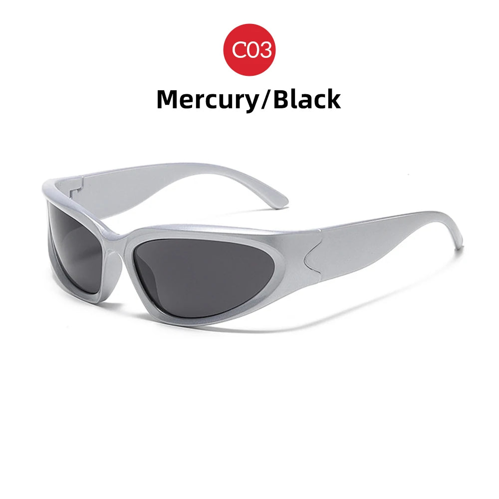 VIVIBEE Y2K Sunglasses Women Steampunk Mirror White Sports Mne Goggles UV400 Punk Sun Glasses 2026 Trending Product