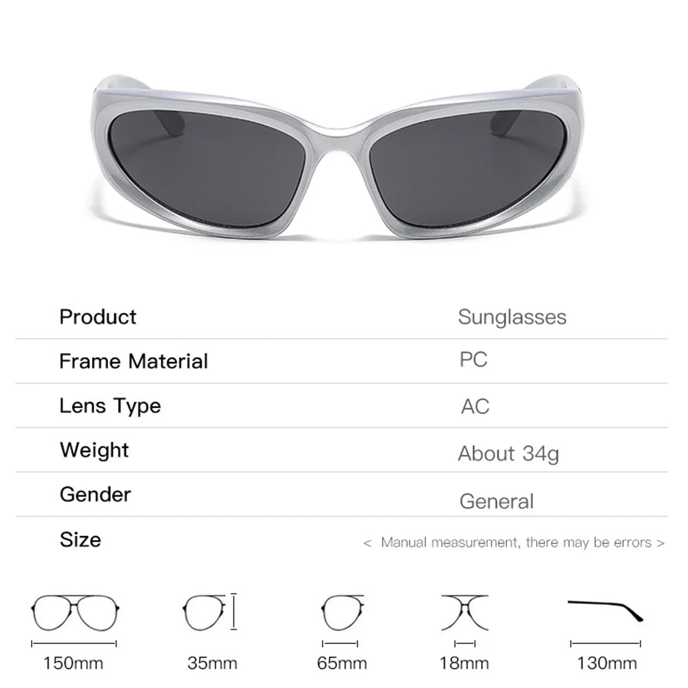 VIVIBEE Y2K Sunglasses Women Steampunk Mirror White Sports Mne Goggles UV400 Punk Sun Glasses 2026 Trending Product