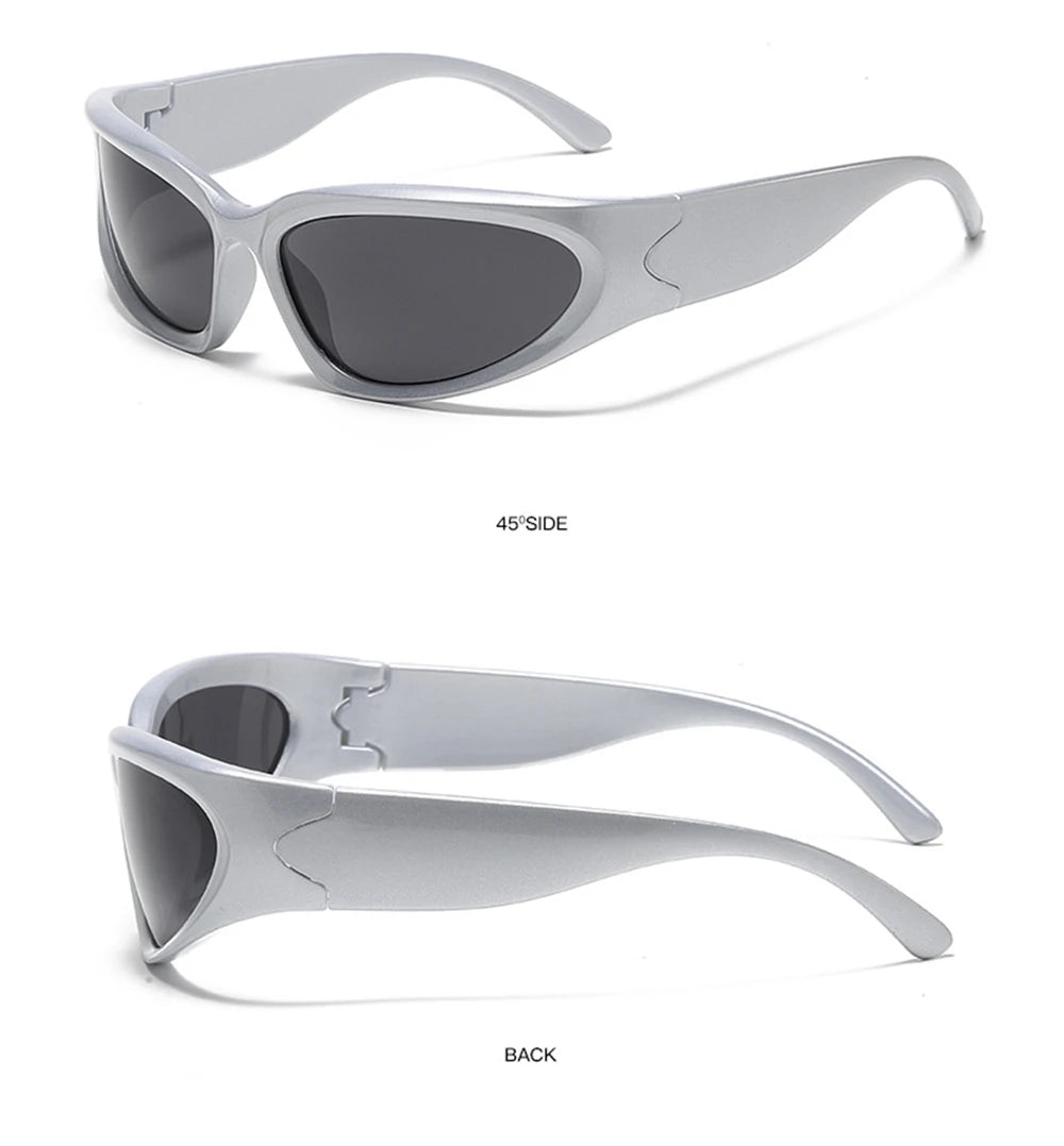 VIVIBEE Y2K Sunglasses Women Steampunk Mirror White Sports Mne Goggles UV400 Punk Sun Glasses 2026 Trending Product