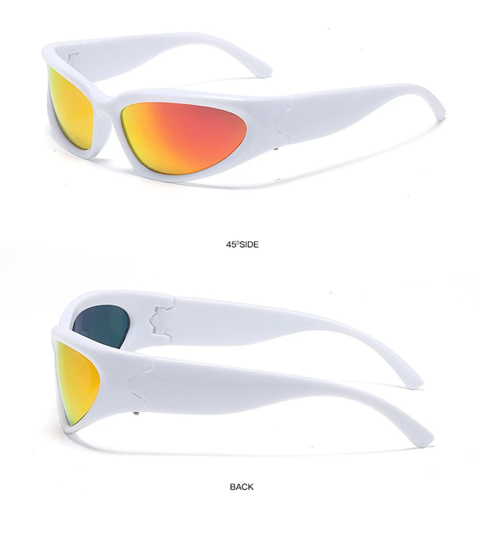 VIVIBEE Y2K Sunglasses Women Steampunk Mirror White Sports Mne Goggles UV400 Punk Sun Glasses 2026 Trending Product
