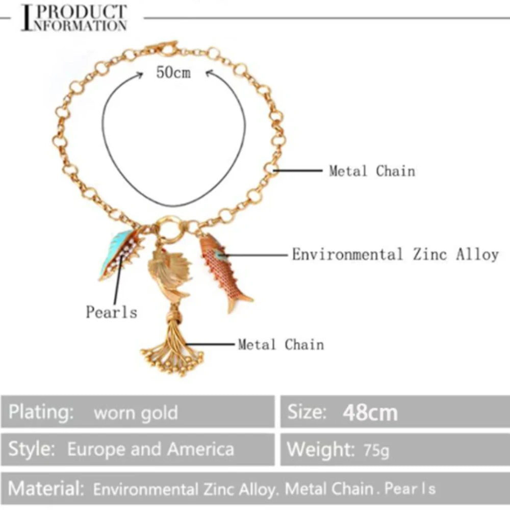 Fish charms Bohemia New Cute Pendant Necklace for Women Fashion cute toggle Accessories best trending product