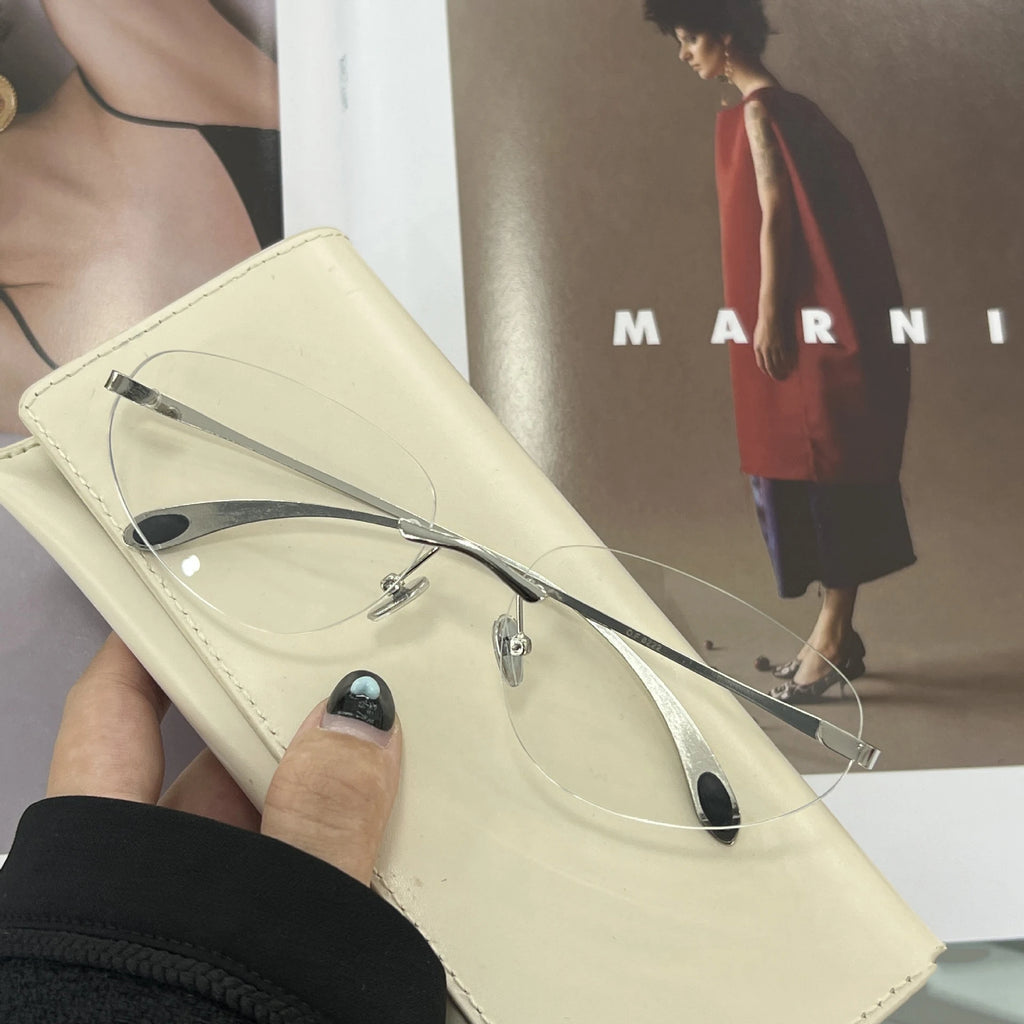 Korean Personalized Luxury frameless sunglasses Women Men High quality trending product Y2K futuristic hip-hop
