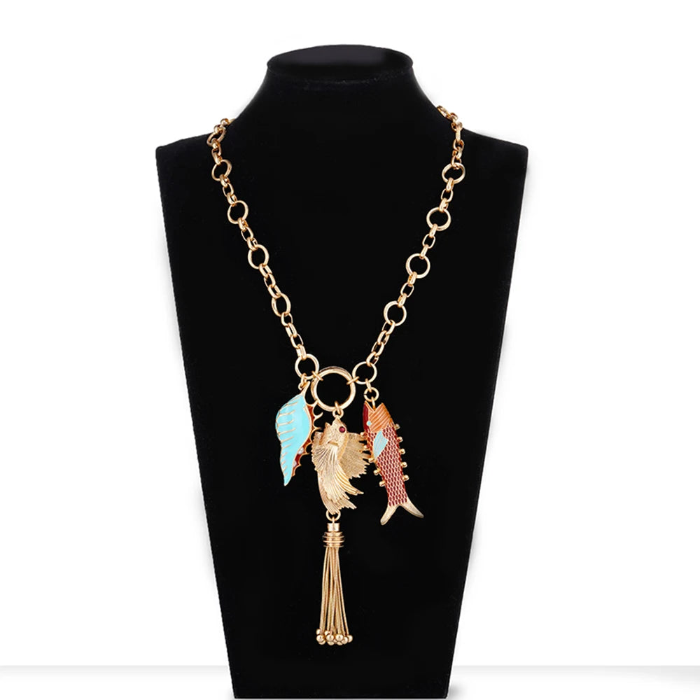 Fish charms Bohemia New Cute Pendant Necklace for Women Fashion cute toggle Accessories best trending product