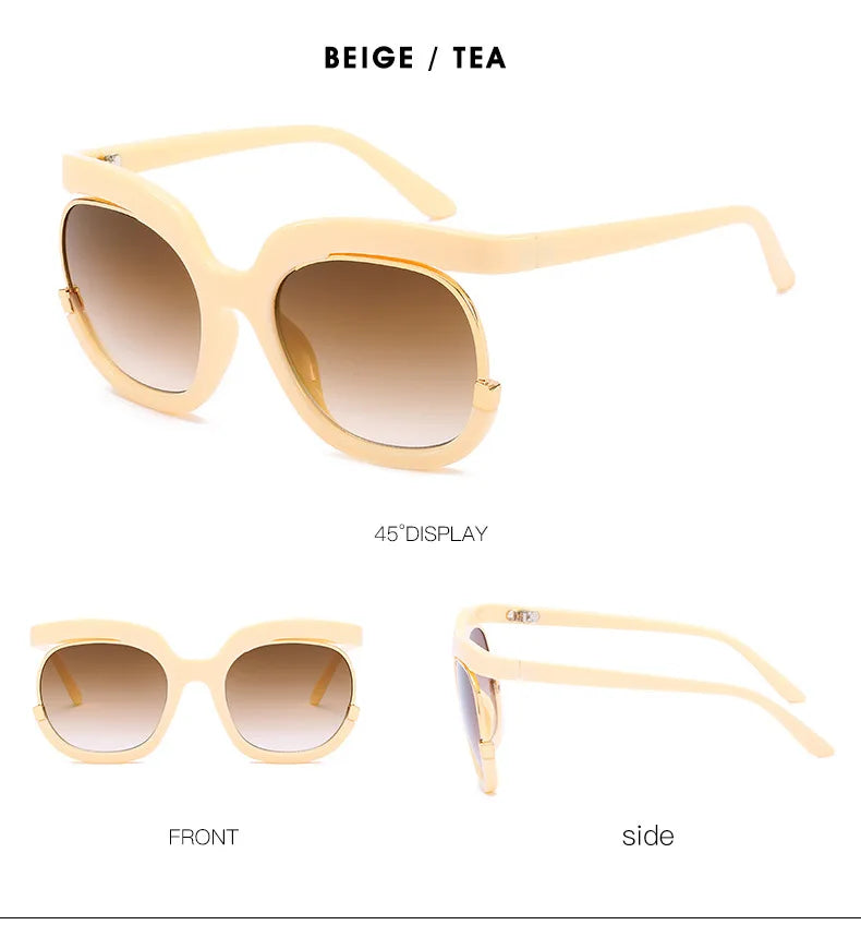 New Fashion Round Oversized Sunglasses For Women Men Retro Designer Ladies Sun Glasses Trending Product Shades UV400 Eyewea