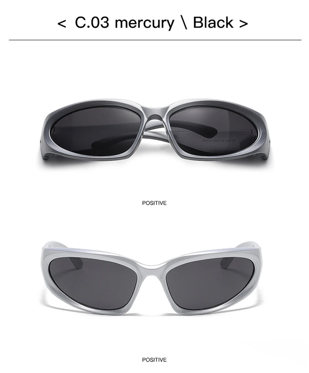 VIVIBEE Y2K Sunglasses Women Steampunk Mirror White Sports Mne Goggles UV400 Punk Sun Glasses 2026 Trending Product