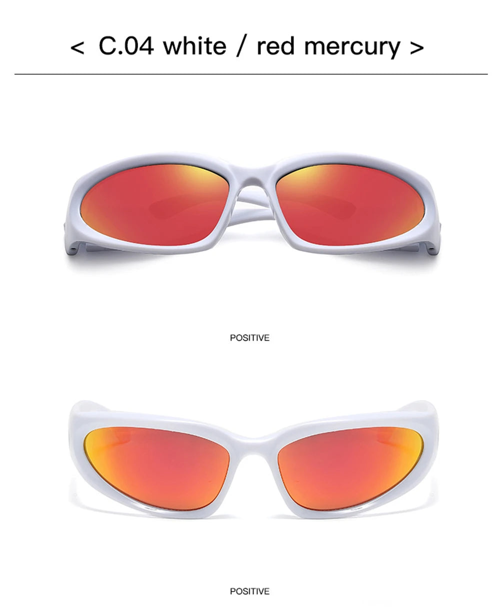 VIVIBEE Y2K Sunglasses Women Steampunk Mirror White Sports Mne Goggles UV400 Punk Sun Glasses 2026 Trending Product