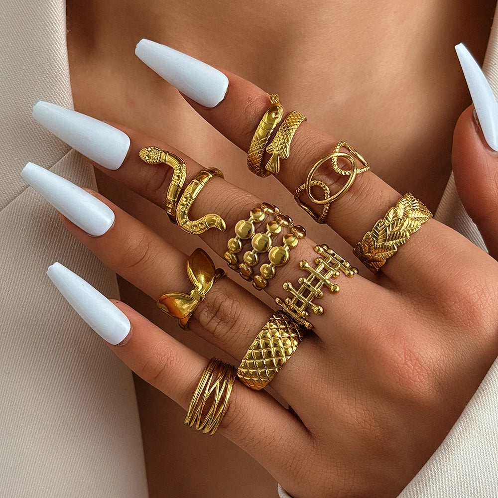 Stainless Steel Ring Trending Product Simple Atmosphere Openworked Geometric For Women Jewelry Banquet Creative Luxuries Gifts