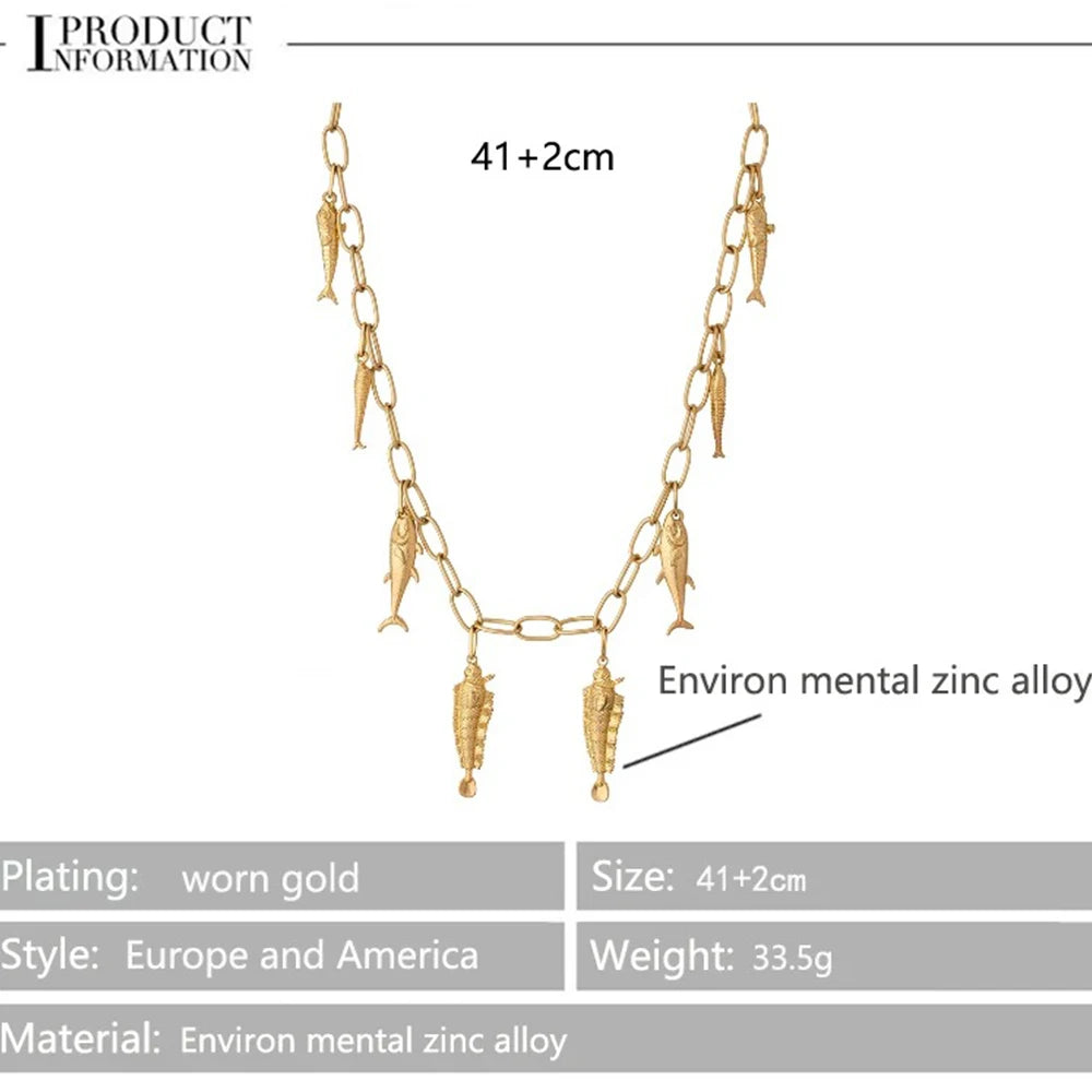 Fish charms Bohemia New Cute Pendant Necklace for Women Fashion cute toggle Accessories best trending product