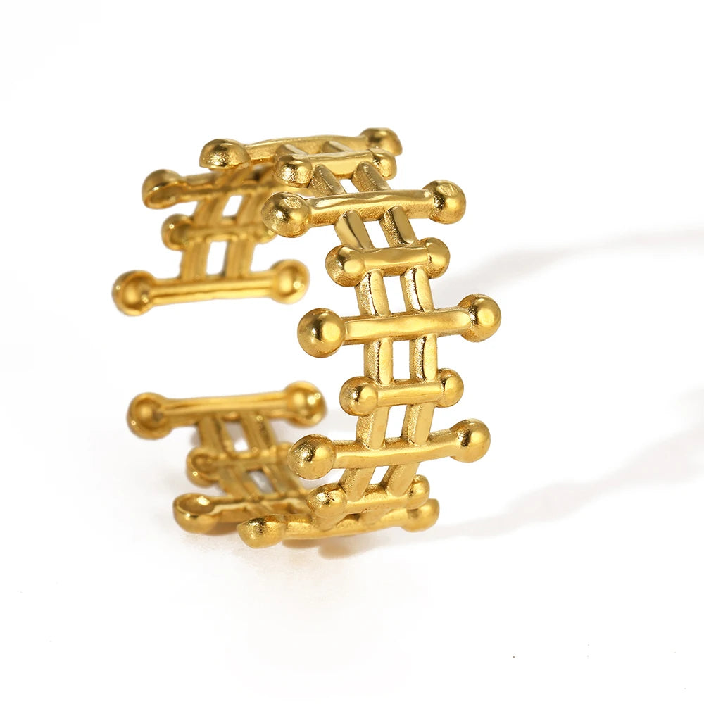Stainless Steel Ring Trending Product Simple Atmosphere Openworked Geometric For Women Jewelry Banquet Creative Luxuries Gifts