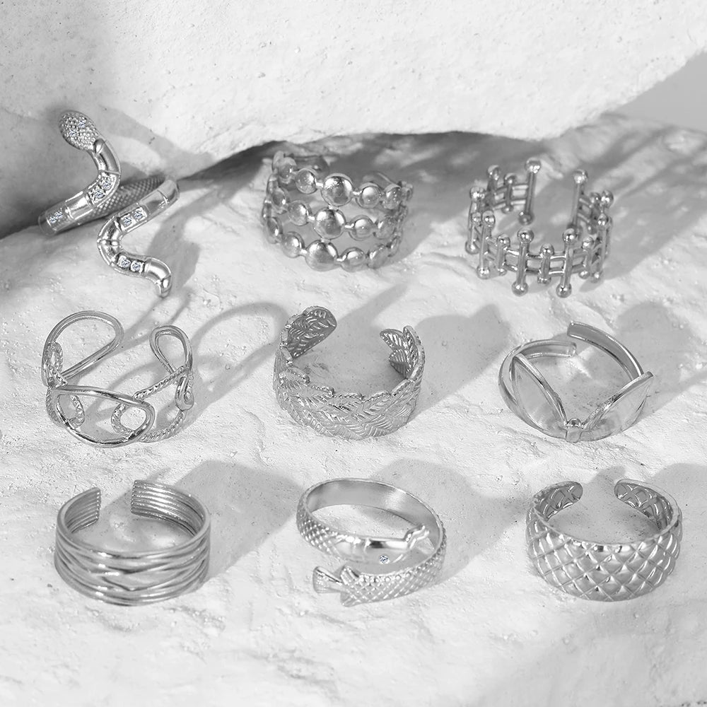 Stainless Steel Ring Trending Product Simple Atmosphere Openworked Geometric For Women Jewelry Banquet Creative Luxuries Gifts