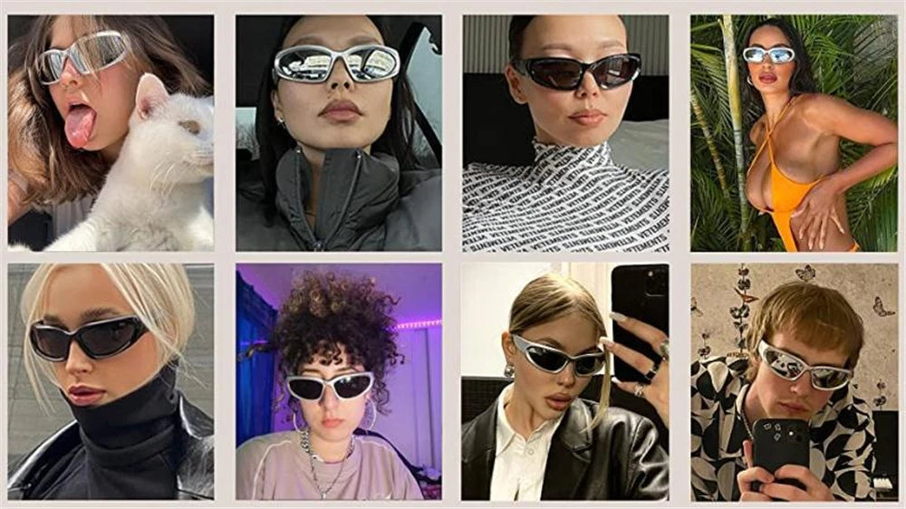 VIVIBEE Y2K Sunglasses Women Steampunk Mirror White Sports Mne Goggles UV400 Punk Sun Glasses 2026 Trending Product