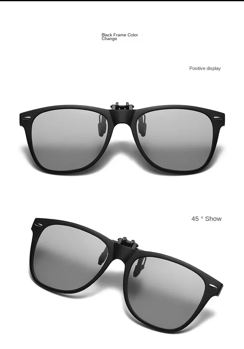 Men Photochromic Polarized Lens Flip Up Clip on Sunglasses Women Driving Sun Glasses with Clips 2024 Trending Product Shades