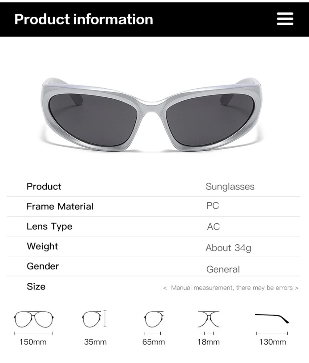 VIVIBEE Y2K Sunglasses Women Steampunk Mirror White Sports Mne Goggles UV400 Punk Sun Glasses 2026 Trending Product