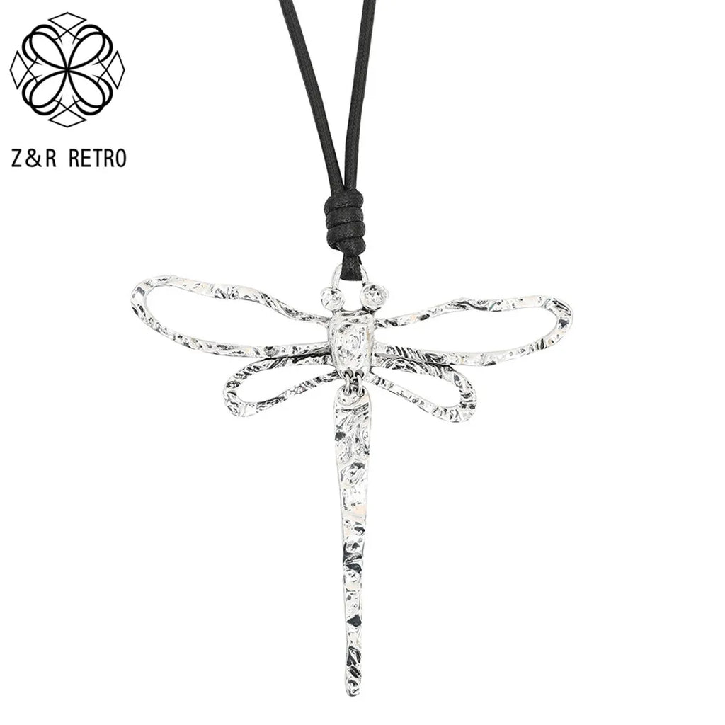New in Silver Color Dragonfly Pendants Choker Necklace Gothic Korean Fashion Jewelry Accessories for Women