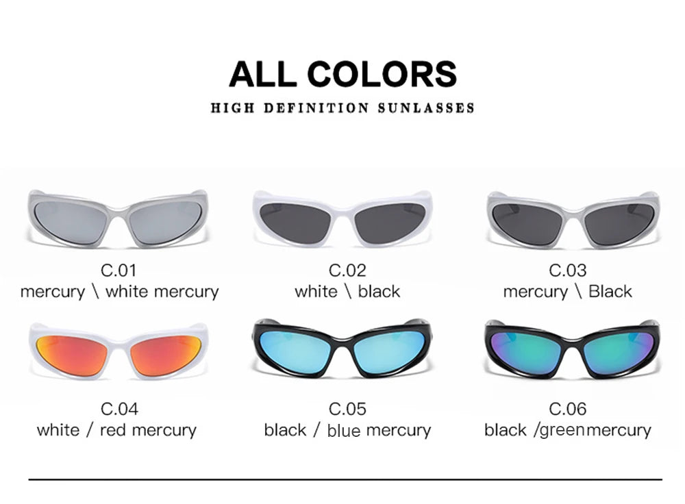 VIVIBEE Y2K Sunglasses Women Steampunk Mirror White Sports Mne Goggles UV400 Punk Sun Glasses 2026 Trending Product