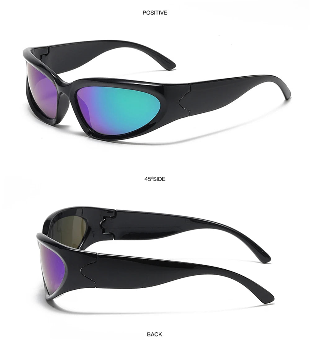 VIVIBEE Y2K Sunglasses Women Steampunk Mirror White Sports Mne Goggles UV400 Punk Sun Glasses 2026 Trending Product