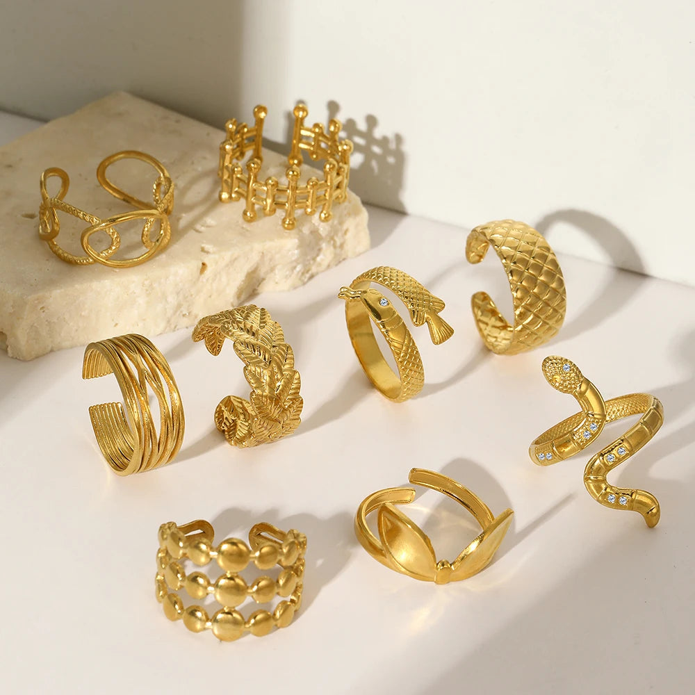 Stainless Steel Ring Trending Product Simple Atmosphere Openworked Geometric For Women Jewelry Banquet Creative Luxuries Gifts
