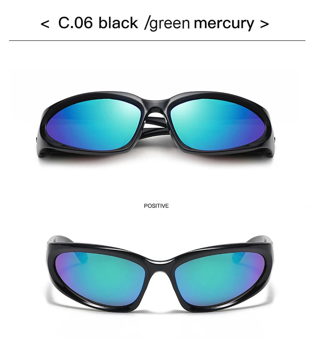 VIVIBEE Y2K Sunglasses Women Steampunk Mirror White Sports Mne Goggles UV400 Punk Sun Glasses 2026 Trending Product