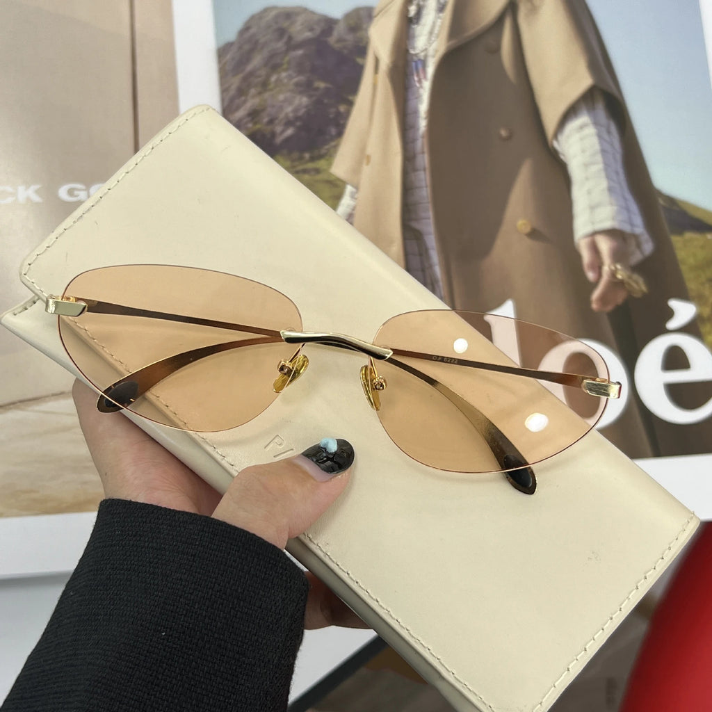 Korean Personalized Luxury frameless sunglasses Women Men High quality trending product Y2K futuristic hip-hop