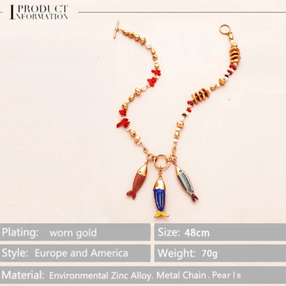 Fish charms Bohemia New Cute Pendant Necklace for Women Fashion cute toggle Accessories best trending product