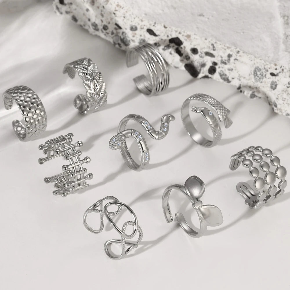 Stainless Steel Ring Trending Product Simple Atmosphere Openworked Geometric For Women Jewelry Banquet Creative Luxuries Gifts