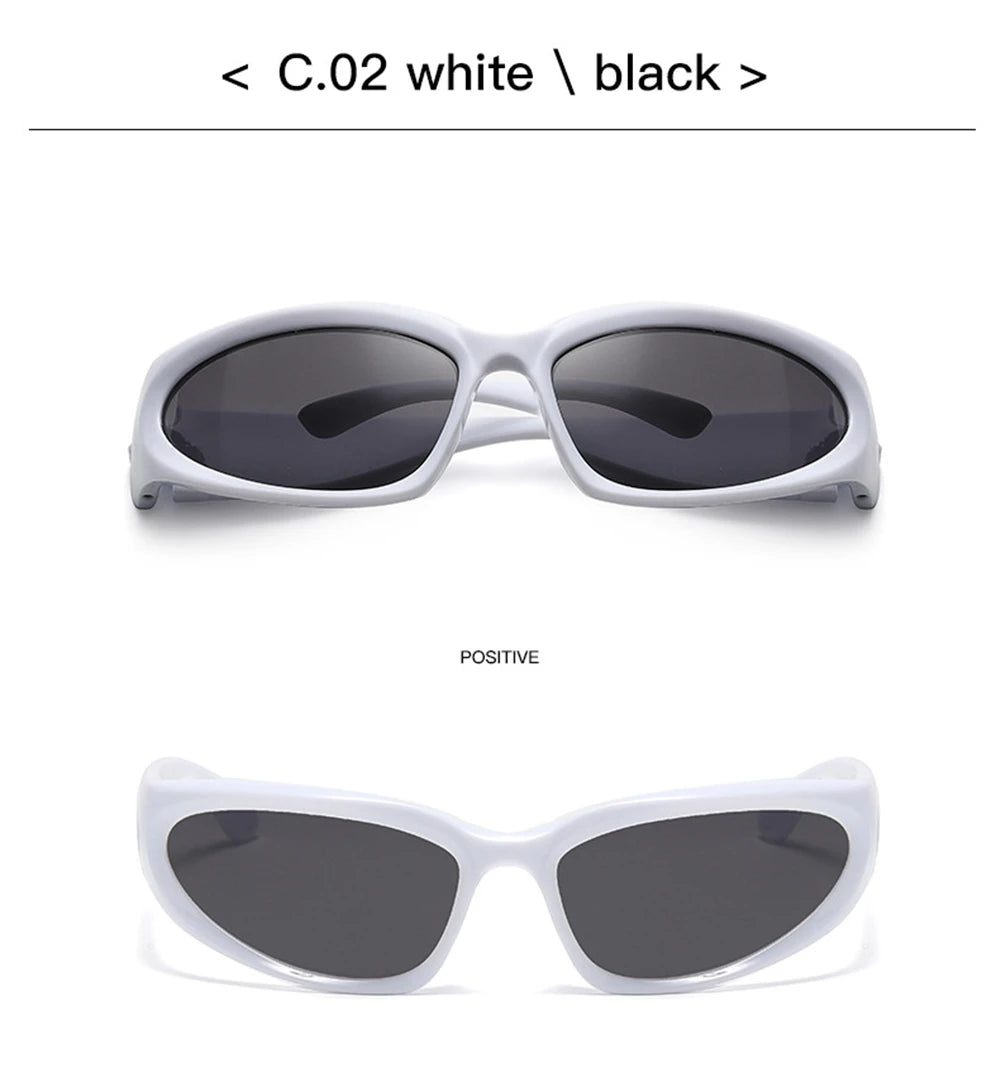 VIVIBEE Y2K Sunglasses Women Steampunk Mirror White Sports Mne Goggles UV400 Punk Sun Glasses 2026 Trending Product