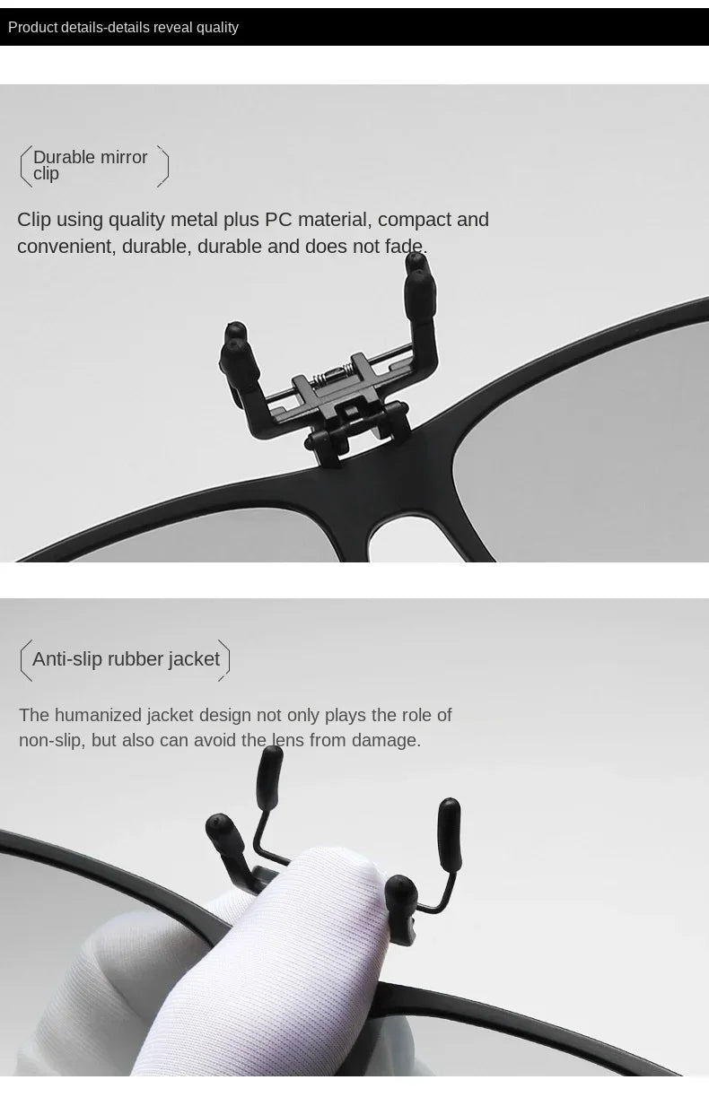 Men Photochromic Polarized Lens Flip Up Clip on Sunglasses Women Driving Sun Glasses with Clips 2024 Trending Product Shades