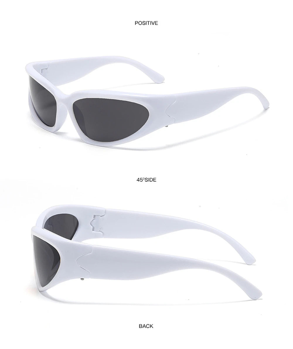VIVIBEE Y2K Sunglasses Women Steampunk Mirror White Sports Mne Goggles UV400 Punk Sun Glasses 2026 Trending Product