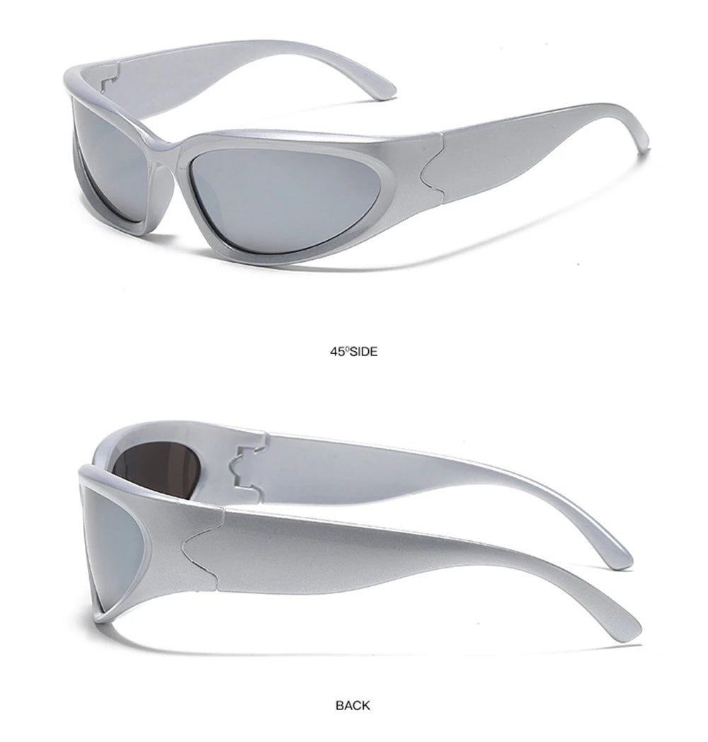 VIVIBEE Y2K Sunglasses Women Steampunk Mirror White Sports Mne Goggles UV400 Punk Sun Glasses 2026 Trending Product