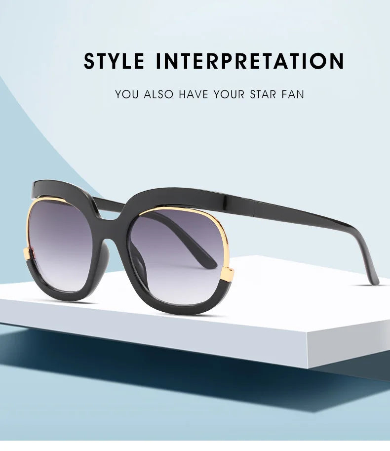 New Fashion Round Oversized Sunglasses For Women Men Retro Designer Ladies Sun Glasses Trending Product Shades UV400 Eyewea