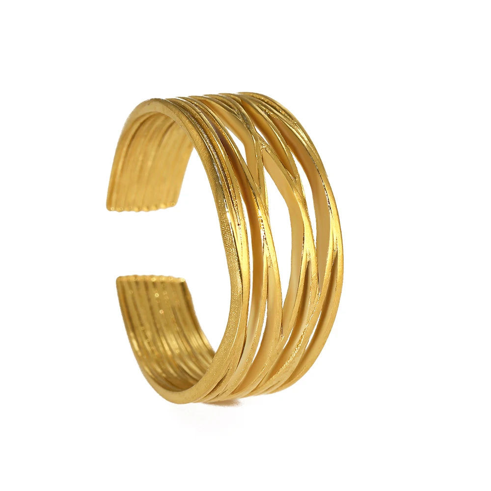 Stainless Steel Ring Trending Product Simple Atmosphere Openworked Geometric For Women Jewelry Banquet Creative Luxuries Gifts