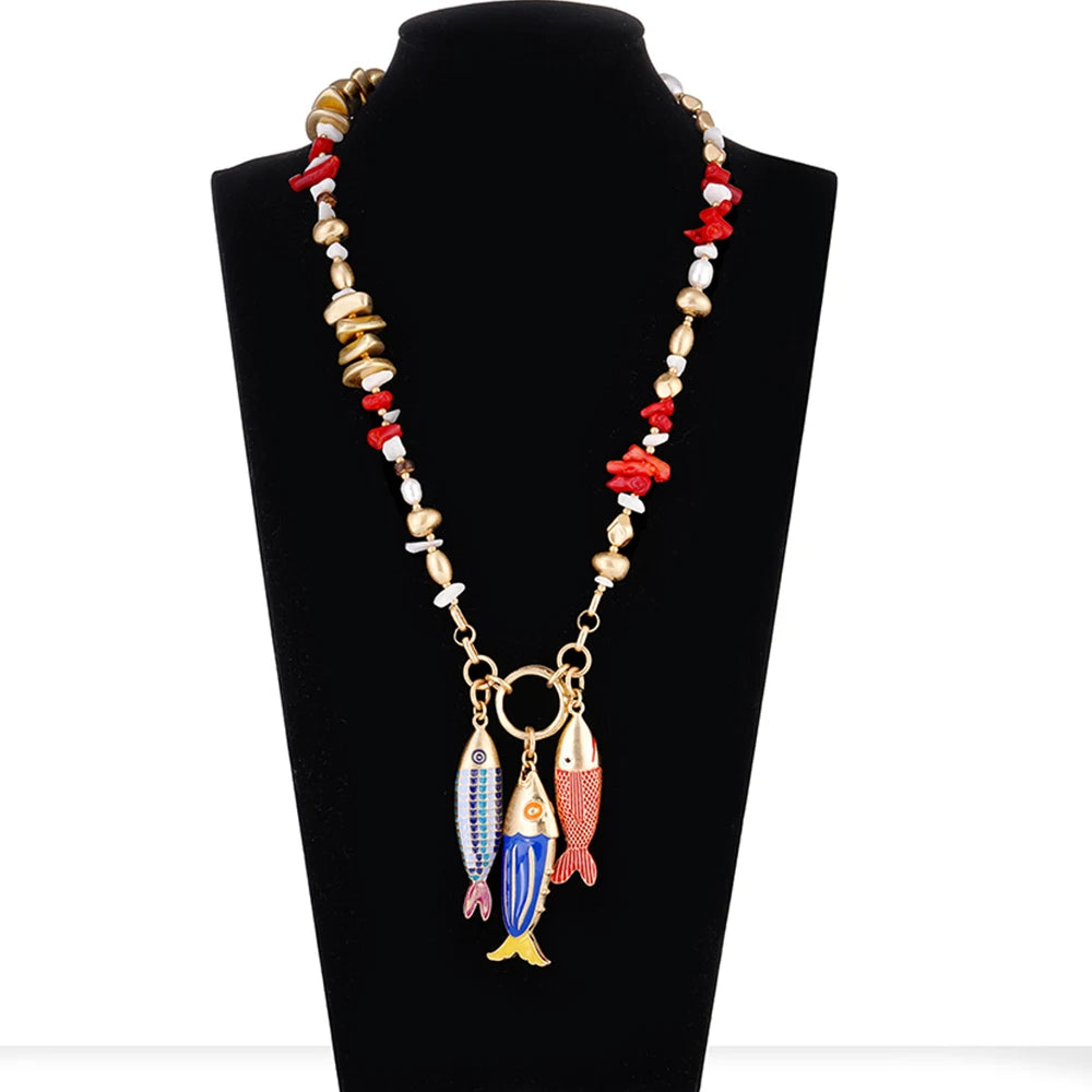 Fish charms Bohemia New Cute Pendant Necklace for Women Fashion cute toggle Accessories best trending product