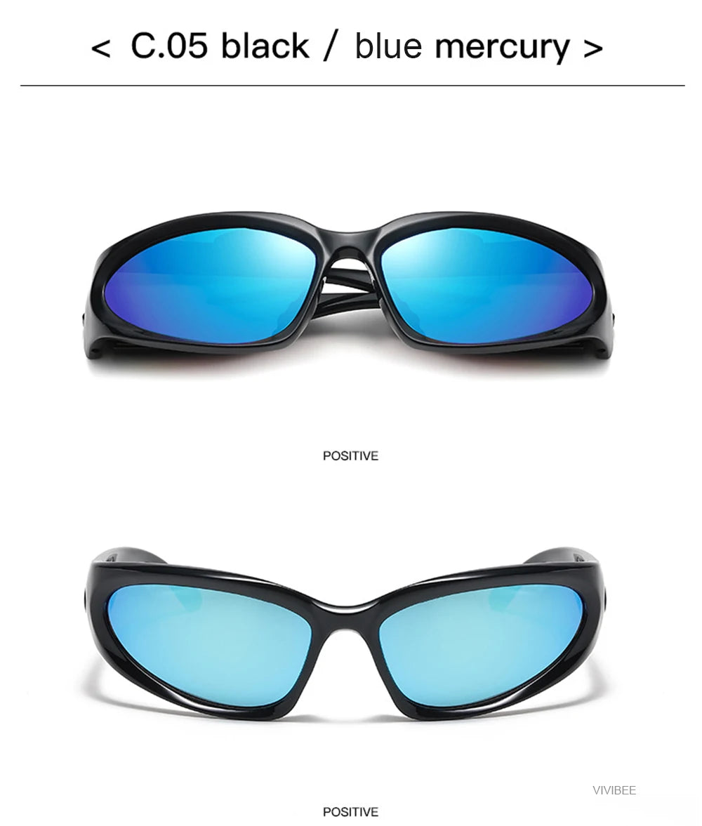 VIVIBEE Y2K Sunglasses Women Steampunk Mirror White Sports Mne Goggles UV400 Punk Sun Glasses 2026 Trending Product