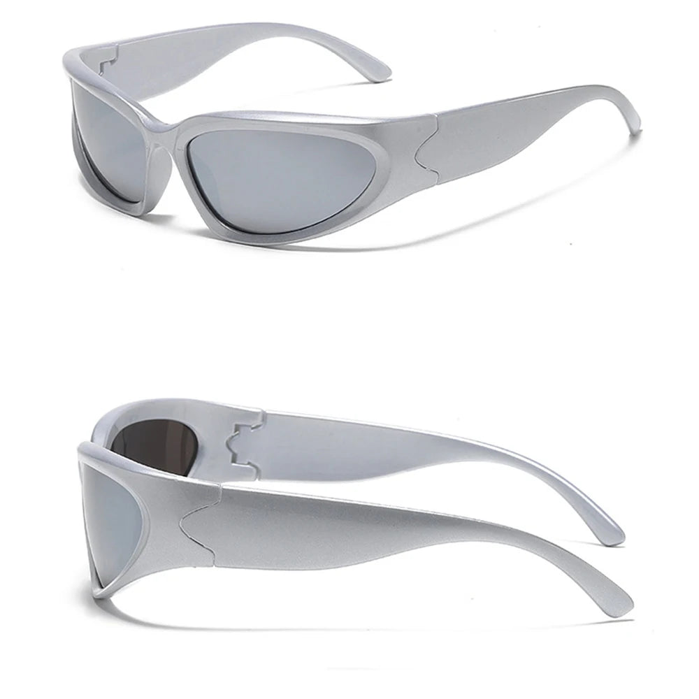 VIVIBEE Y2K Sunglasses Women Steampunk Mirror White Sports Mne Goggles UV400 Punk Sun Glasses 2026 Trending Product
