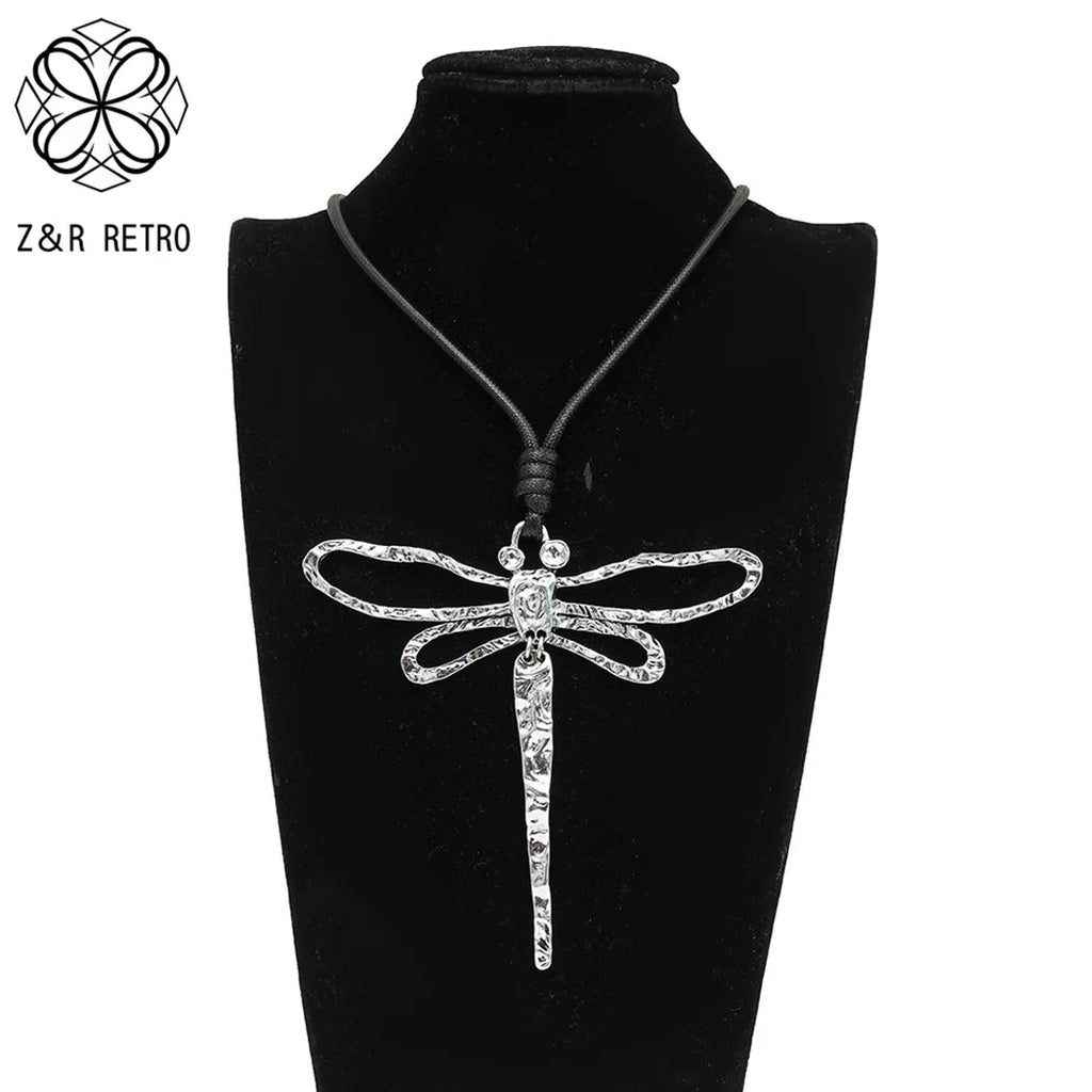 New in Silver Color Dragonfly Pendants Choker Necklace Gothic Korean Fashion Jewelry Accessories for Women