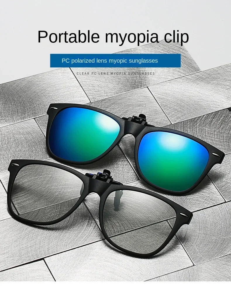 Men Photochromic Polarized Lens Flip Up Clip on Sunglasses Women Driving Sun Glasses with Clips 2024 Trending Product Shades