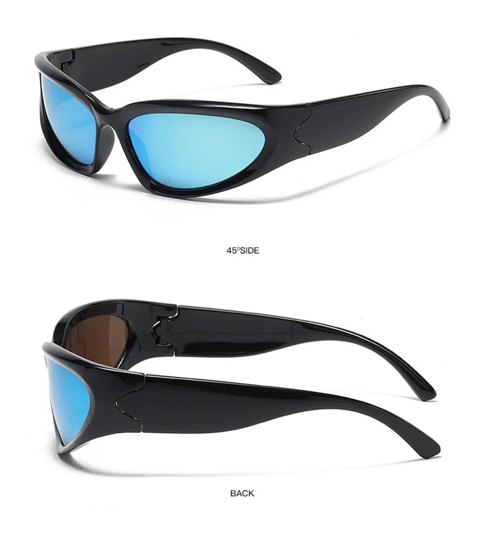 VIVIBEE Y2K Sunglasses Women Steampunk Mirror White Sports Mne Goggles UV400 Punk Sun Glasses 2026 Trending Product