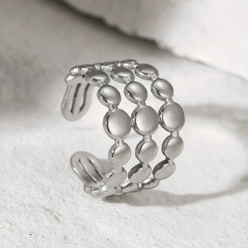Stainless Steel Ring Trending Product Simple Atmosphere Openworked Geometric For Women Jewelry Banquet Creative Luxuries Gifts