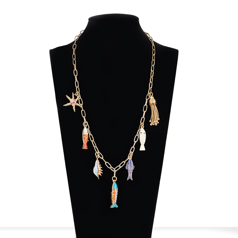 Fish charms Bohemia New Cute Pendant Necklace for Women Fashion cute toggle Accessories best trending product