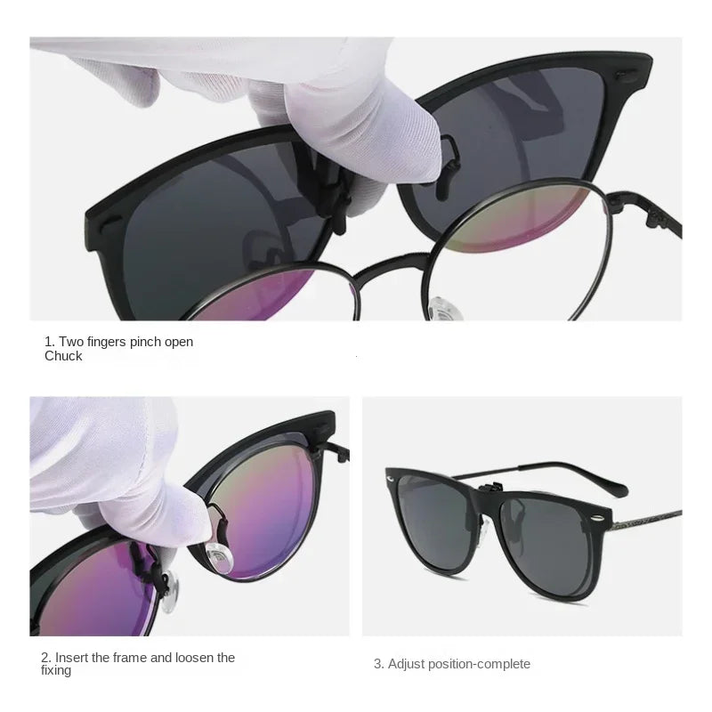 Men Photochromic Polarized Lens Flip Up Clip on Sunglasses Women Driving Sun Glasses with Clips 2024 Trending Product Shades