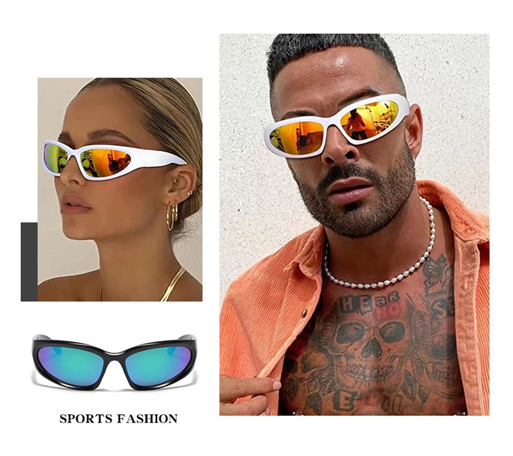 VIVIBEE Y2K Sunglasses Women Steampunk Mirror White Sports Mne Goggles UV400 Punk Sun Glasses 2026 Trending Product