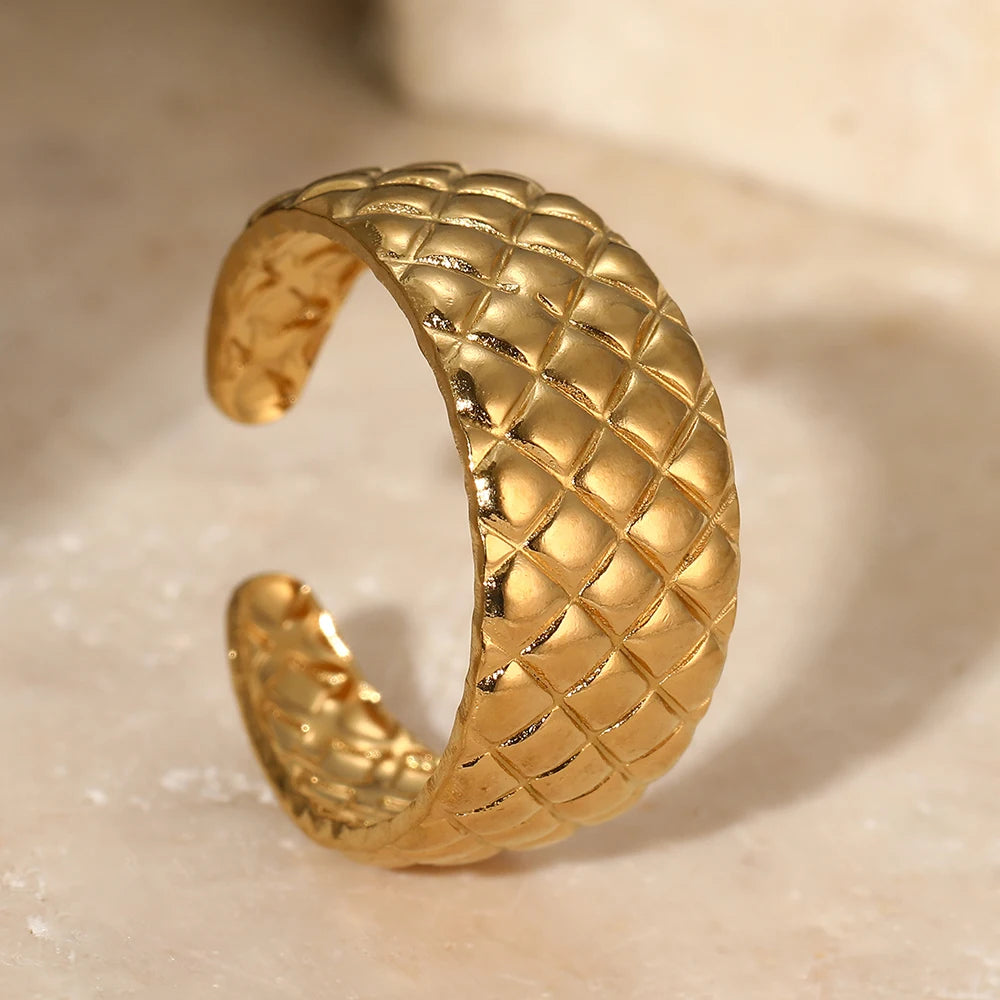 Stainless Steel Ring Trending Product Simple Atmosphere Openworked Geometric For Women Jewelry Banquet Creative Luxuries Gifts