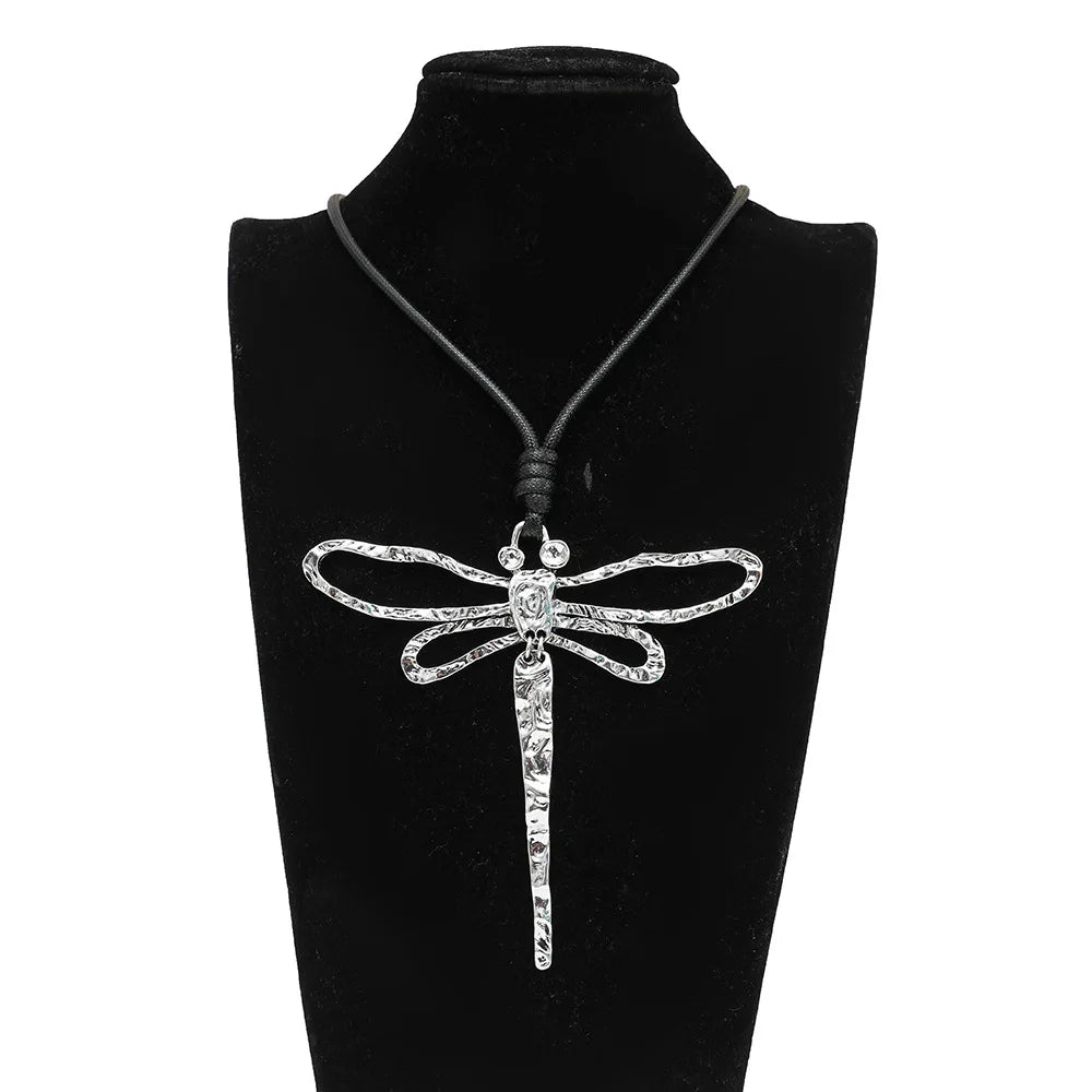 New in Silver Color Dragonfly Pendants Choker Necklace Gothic Korean Fashion Jewelry Accessories for Women
