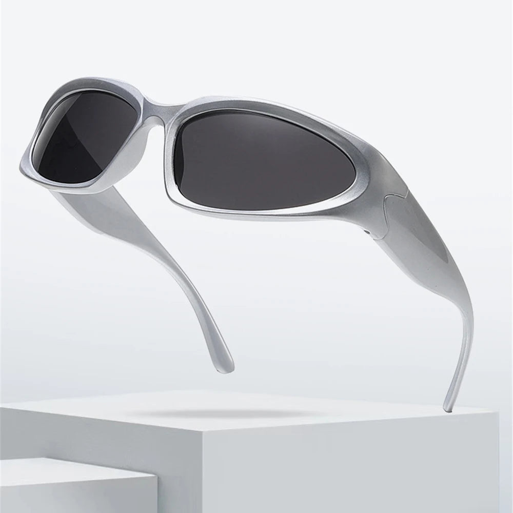 VIVIBEE Y2K Sunglasses Women Steampunk Mirror White Sports Mne Goggles UV400 Punk Sun Glasses 2026 Trending Product