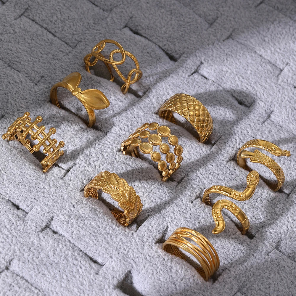 Stainless Steel Ring Trending Product Simple Atmosphere Openworked Geometric For Women Jewelry Banquet Creative Luxuries Gifts