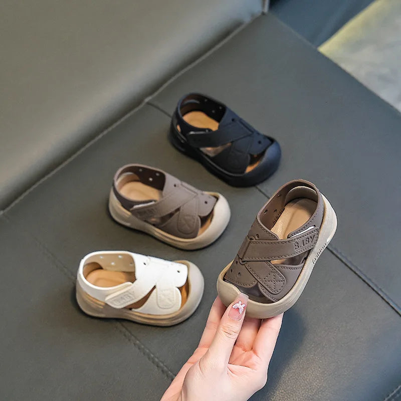 2026 Trending Baby Walking Shoes, Cute Anti-Collision Closed Toe Sandals, Adjustable Hook & Loop Outdoor Shoes for Infants & Kid