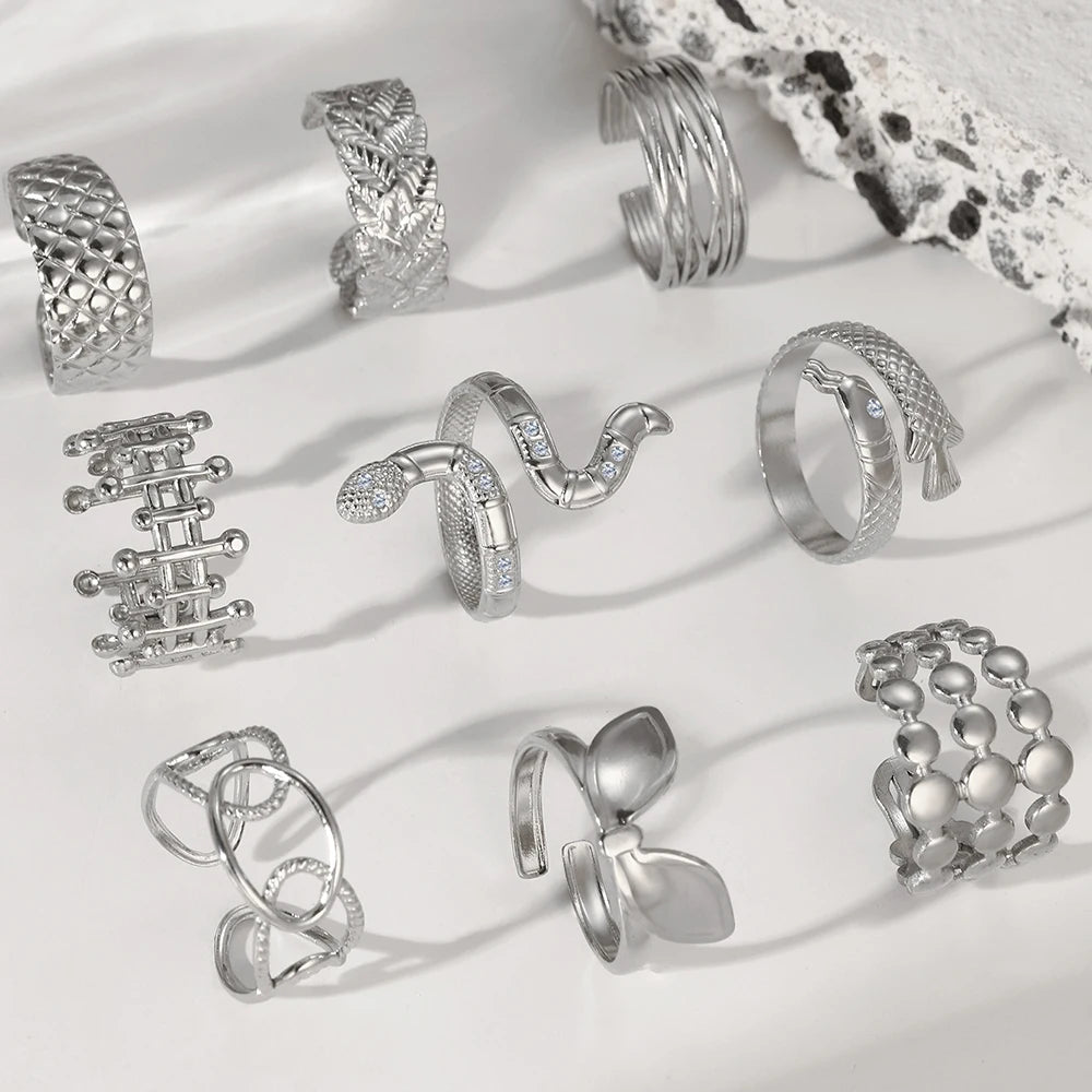 Stainless Steel Ring Trending Product Simple Atmosphere Openworked Geometric For Women Jewelry Banquet Creative Luxuries Gifts